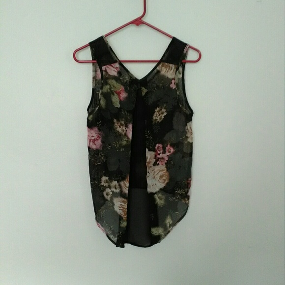 Band of gypsies high low sheer floral tank top - Picture 3 of 6